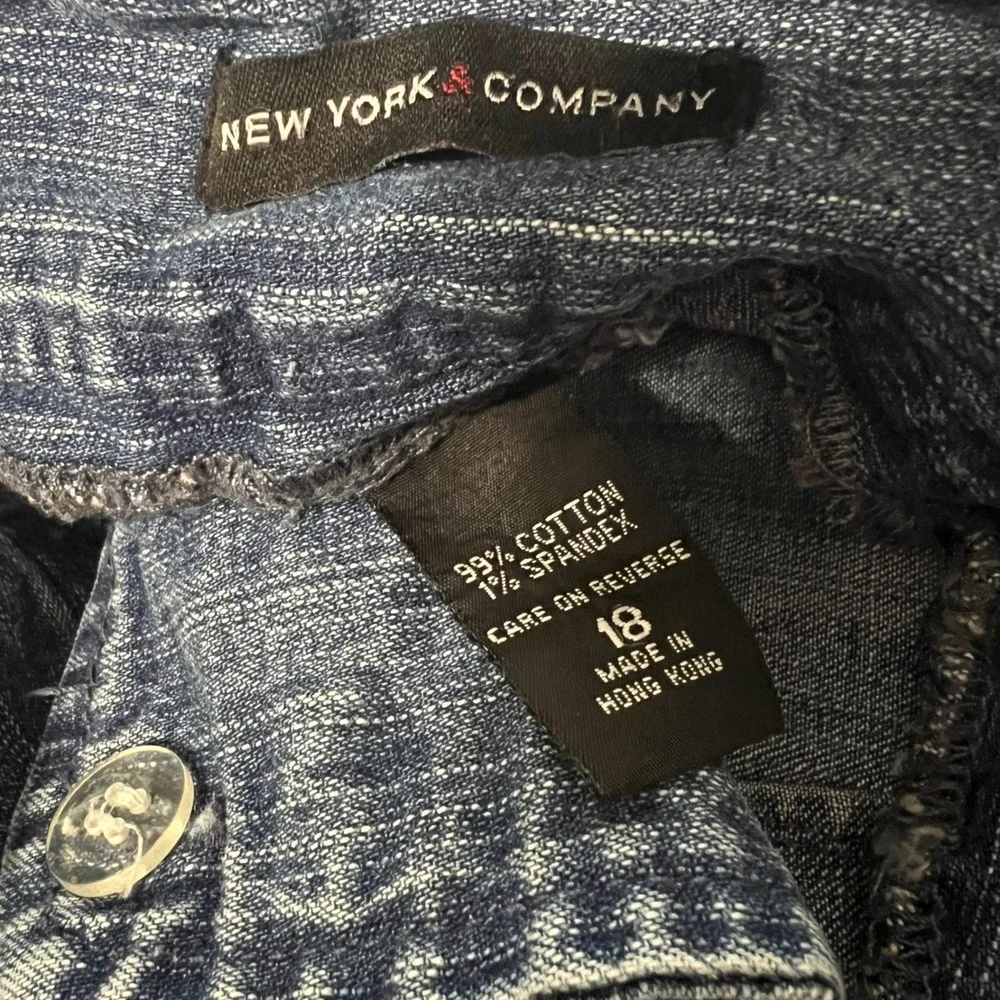 New‎ York & Company Y2K Bareback Denim Jeans Wide Leg Blue Size 18